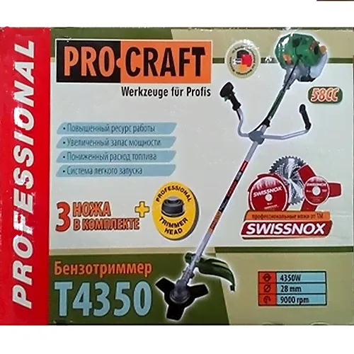 Бензокоса Procraft T4350 2022 NEW MODERN (3Т, 40Т победит., 40Т победит с ПОДРЕЗОМ ТРАВЫ, 1 катушка) ремень РЮКЗАК)
